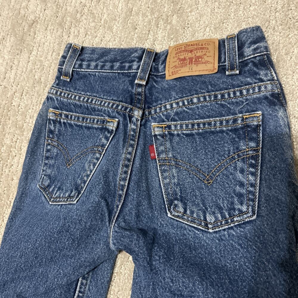 Y2K Levi's 550 Relaxed Fit Jeans Boys Size 7X Blue Denim Everyday Casual - Picture 5 of 8